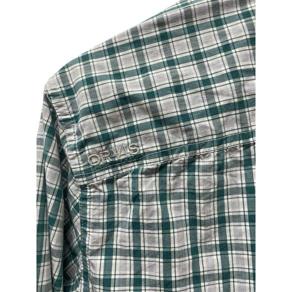 Orvis Fly Fishing Shirt Mens Size Medium Green Plaid Embroidered Biltmore - Picture 6 of 8